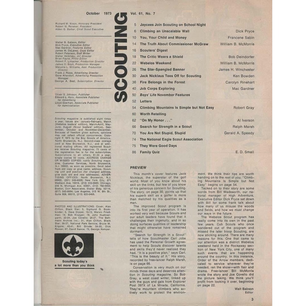 Scouting Magazine October‎ 1973 Jack Nicklaus Cover Issue - Picture 3 of 3